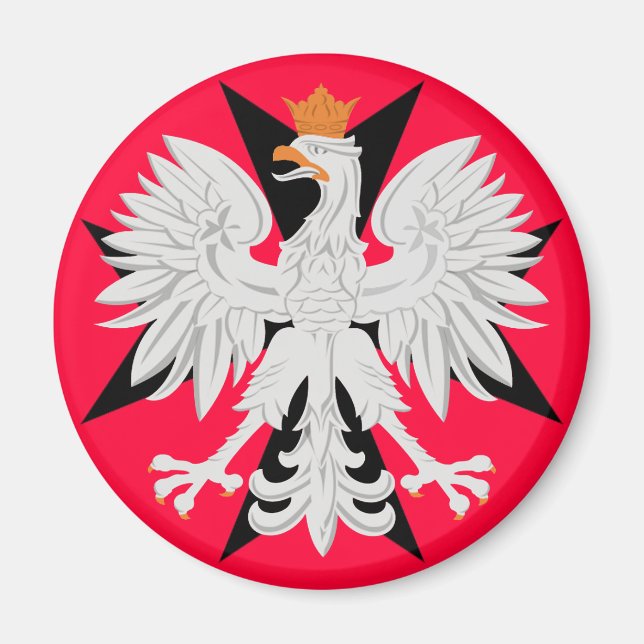 Polnischer Adler Malteser Kreuz Magnet (Vorne)