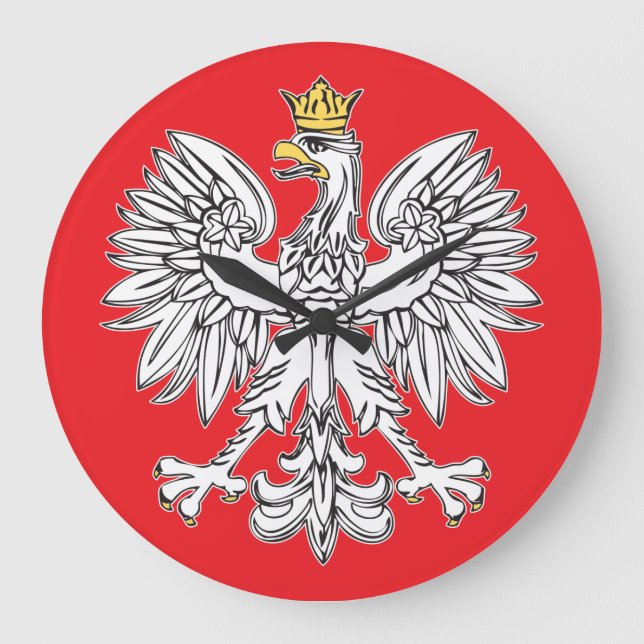 Polnischer Adler mit goldener Kronenuhr Große Wanduhr (Vorderseite)