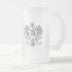 Polnischer Adler mit Goldkrone Mattglas Bierglas