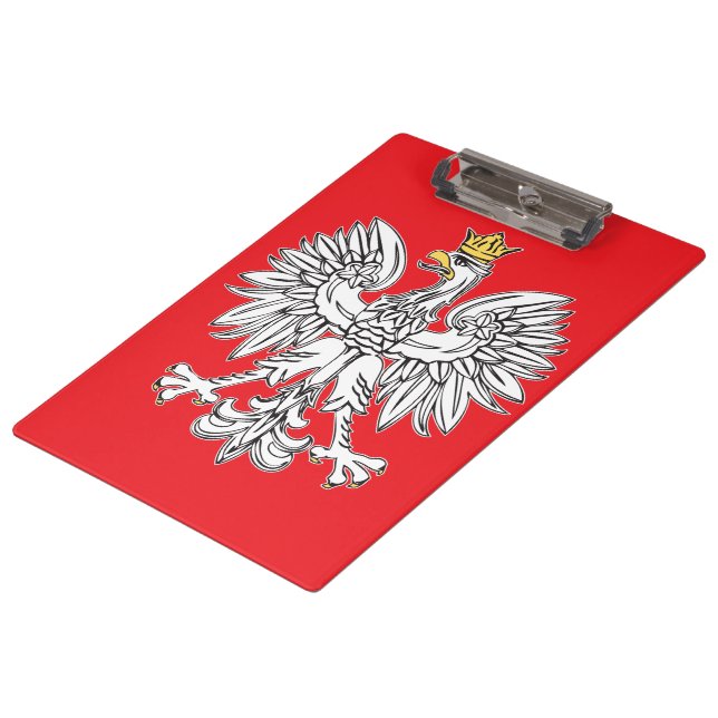 Polnischer Adler mit Goldkronenklappplatte Klemmbrett (Schrägansicht)