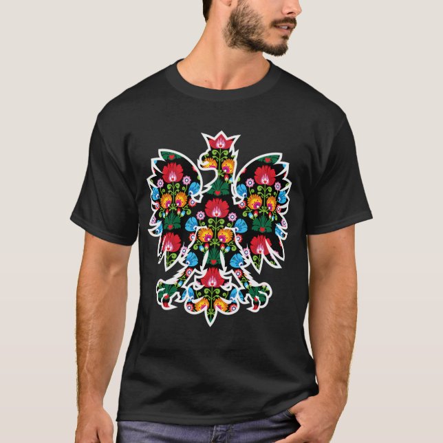 Polnischer Adler Polen Wycinanki Emblem Polnisches T-Shirt (Vorderseite)