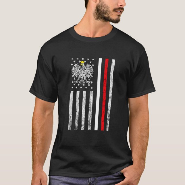 Polnischer Adler Polnischer Amerikaner Flaggenpoli T-Shirt (Vorderseite)