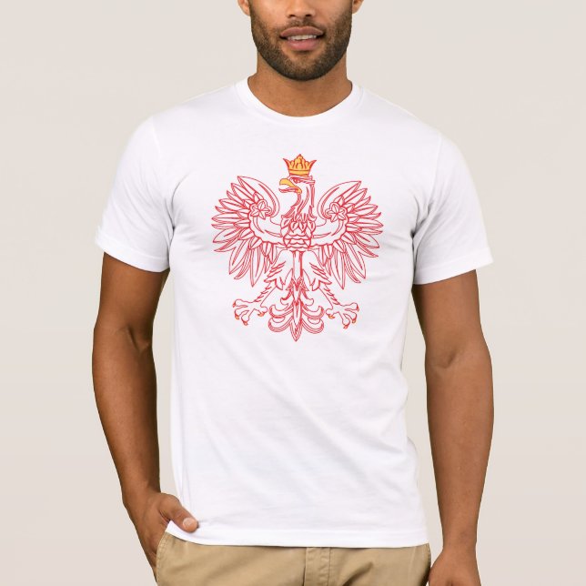 Polnischer Adler umrissen im roten T - Shirt (Vorderseite)
