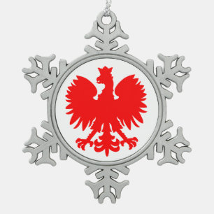 Polnischer Adlerzwerg Schneeflocken Zinn-Ornament
