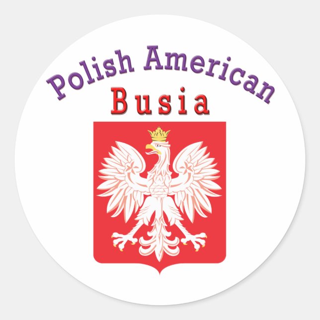 Polnischer Amerikaner Busia Runder Aufkleber (Vorderseite)