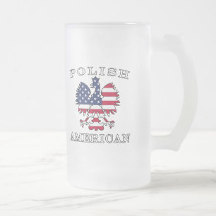Polnischer amerikanischer Flaggenadler Mattglas Bierglas