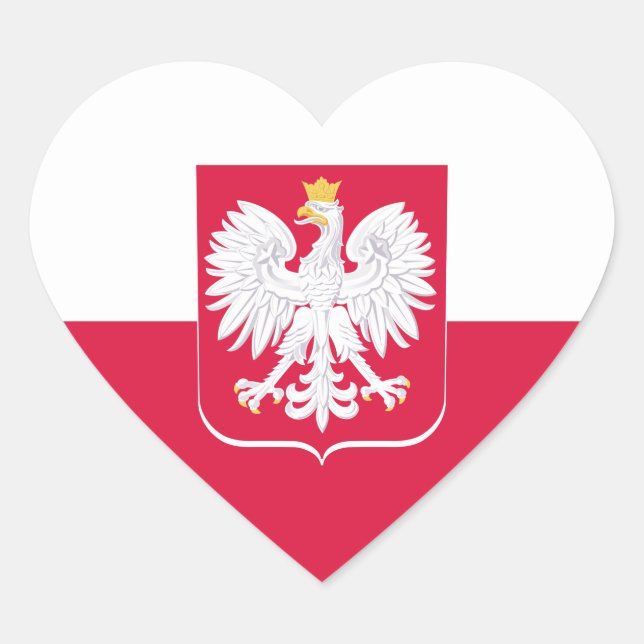 Polnischer Aufkleber, Herz, Adler, polnische Flagg Herz-Aufkleber (Vorderseite)
