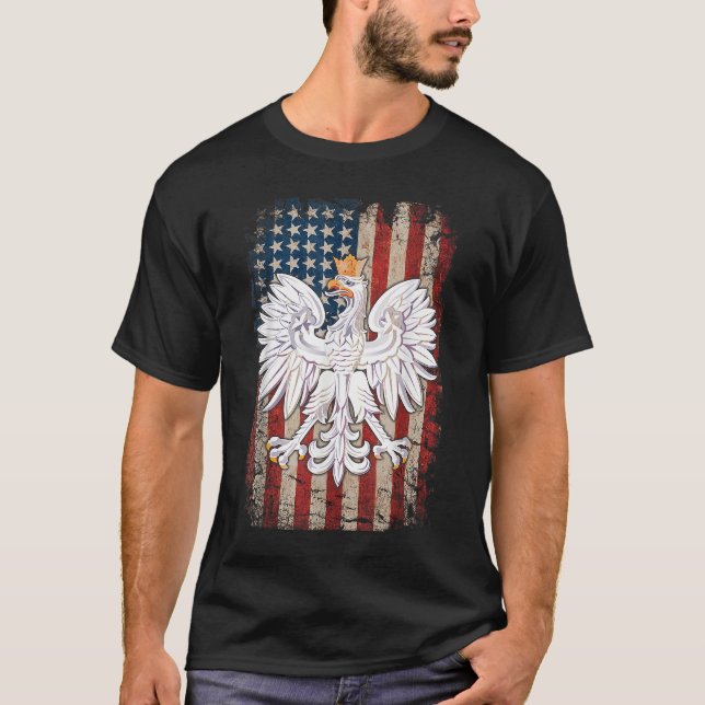 Polnischer Eagle-Amerikanischer Flaggenstaat Polen T-Shirt (Vorderseite)