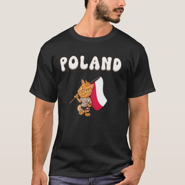 Polnischer Fan Polen Katze T-Shirt (Vorderseite)