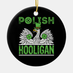 Polnischer Hooligan St. Patrick's Day Keramik Ornament