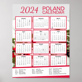 Polnischer Kalender 2024 mit polnischem Feiertag z Poster