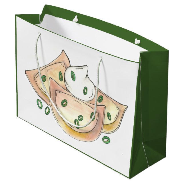 Polnischer Pierogies Feinschmecker Grüne Zwiebelzw Große Geschenktüte (Rückseite Schrägansicht)