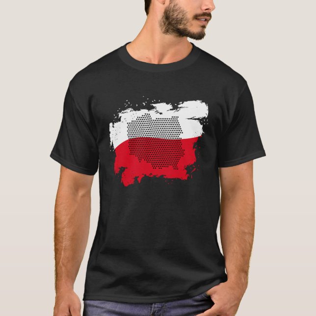 Polnischer Priese Polnische Flagge Polska Karte Po T-Shirt (Vorderseite)