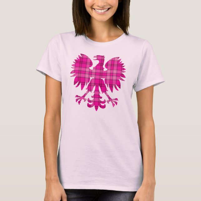 Polnischer rosa karierter Adler T-Shirt (Vorderseite)