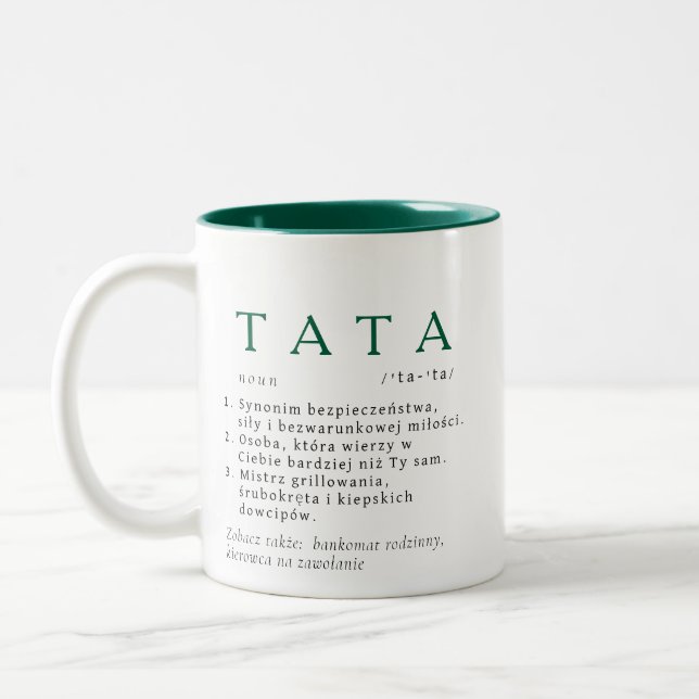Polnischer Vater - Geschenk - TATA - Definition Zweifarbige Tasse (Links)