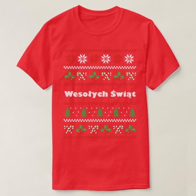 Polnischer Weihnachtswesolych Swiat T-Shirt (Design vorne)