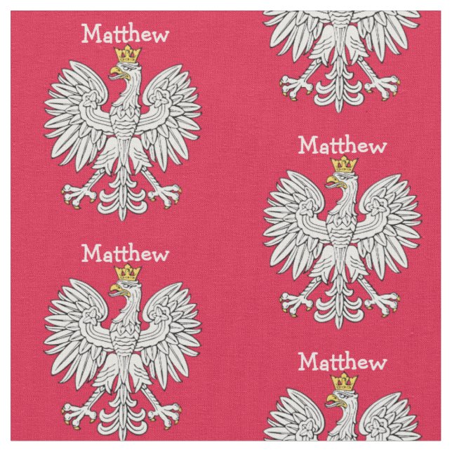 Polnischer Weißadler Wappen Personalisiert Stoff (Nahaufnahme)
