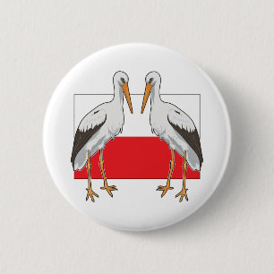 Polnischer Weißstorch Button