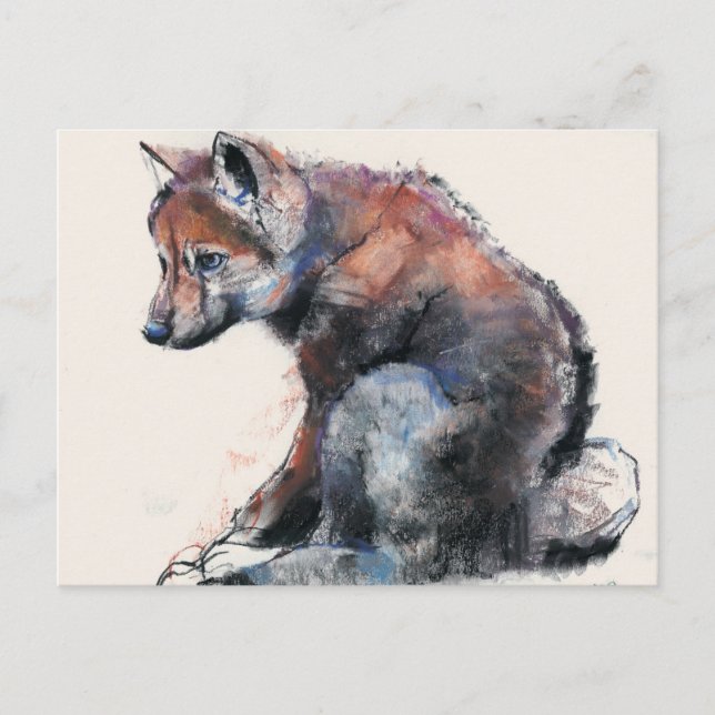 Polnischer Wolf Pup 2001 Postkarte (Vorderseite)