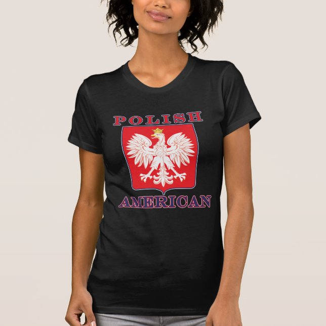 Polnisches Amerikaner-Eagle-Schild T-Shirt (Vorderseite)