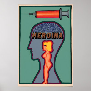 Polnisches Anti-Drogen-Plakat aus den 1970er Jahre Poster