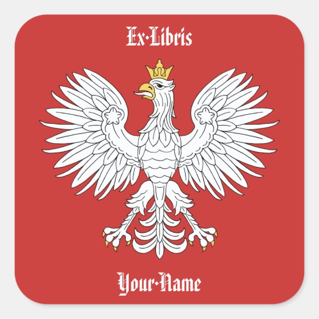 Polnisches Eagle-Buchzeichen Quadratischer Aufkleber (Vorderseite)