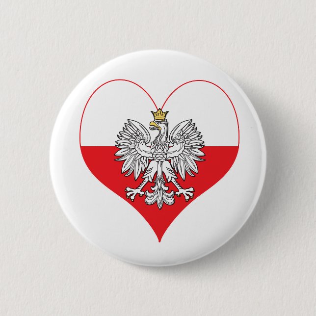 Polnisches Eagle-Herz Button (Vorderseite)