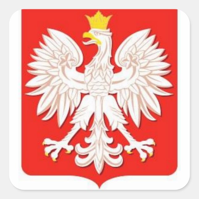 POLNISCHES EAGLE QUADRATISCHER AUFKLEBER (Vorderseite)