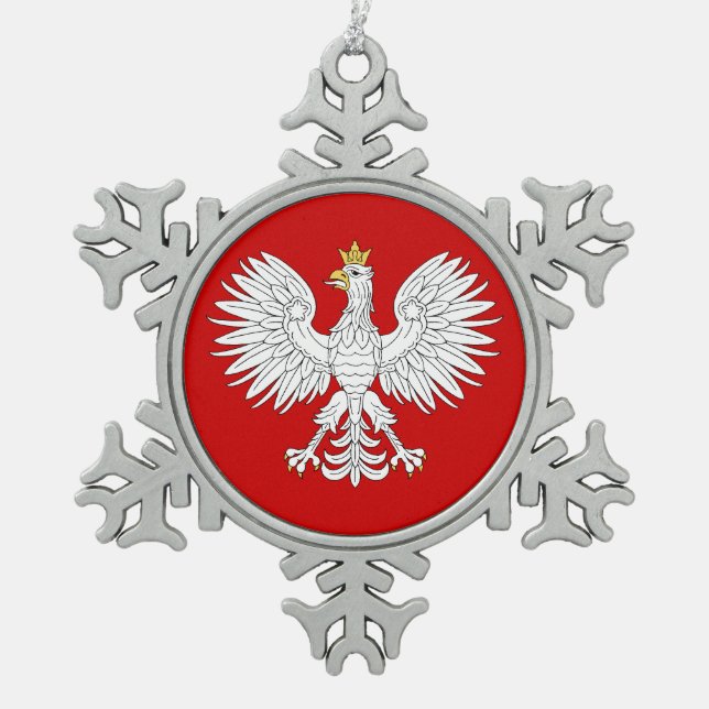 Polnisches Eagle Schneeflocken Zinn-Ornament (Vorderseite)