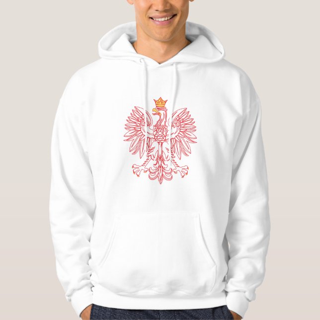 Polnisches Eagle umrissen im Rot Hoodie (Vorderseite)