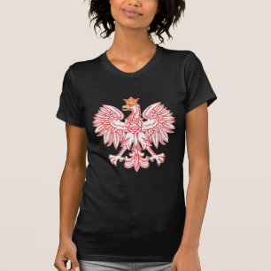 Polnisches Eagle umrissen im Rot T-Shirt