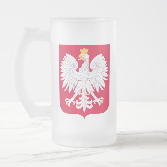 Polnisches Emblem - Polen-Schild - Polska Kraut Mattglas Bierglas (Links)