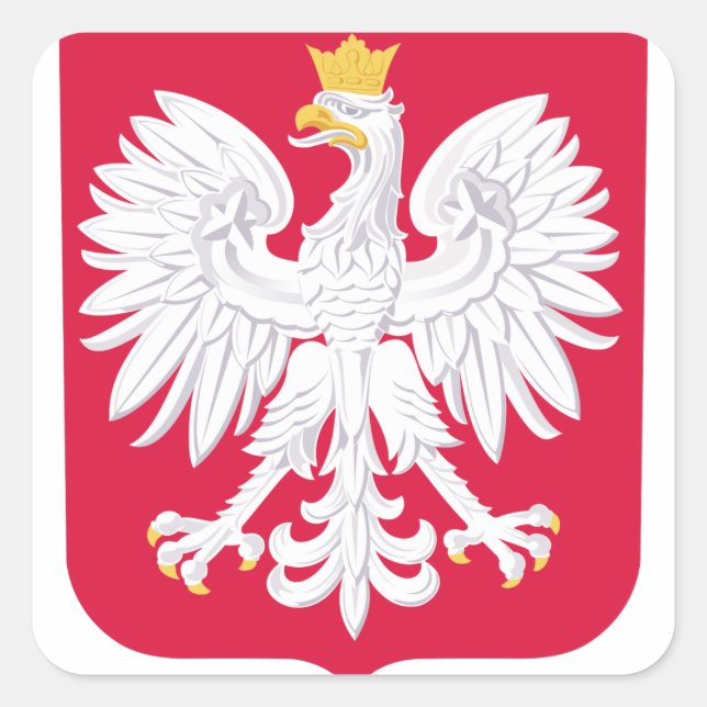 Polnisches Emblem - Polnischer Schild - Polska her Quadratischer Aufkleber (Vorderseite)