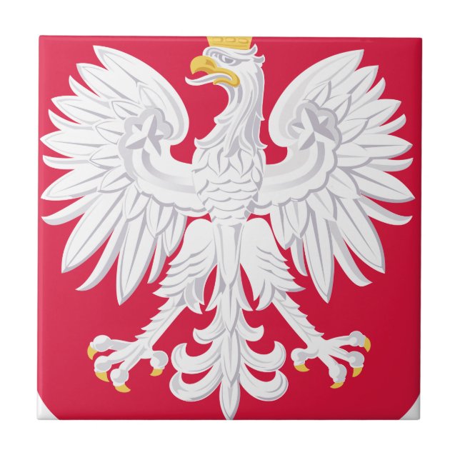Polnisches Emblem - Polnischer Schild - Polska-Krä Fliese (Vorderseite)