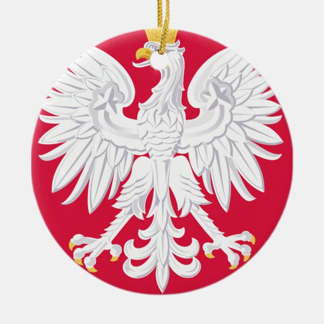 Polnisches Emblem - Polnischer Schild - Polska-Krä Keramik Ornament (Vorne)