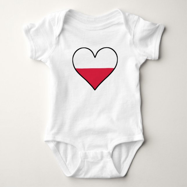 Polnisches Flaggen-Herz Baby Strampler (Vorderseite)