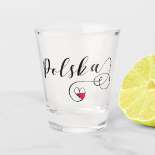 Polnisches Flaggen-Herz, Polska, Polen Schnapsglas