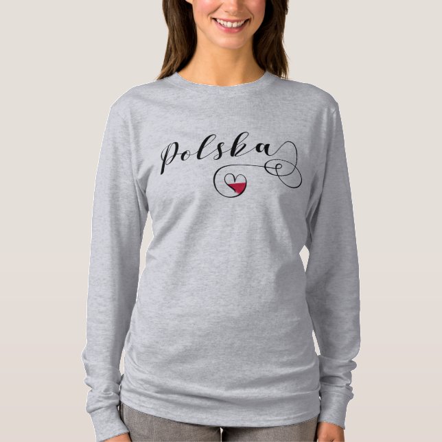 Polnisches Flaggenherz, Polen T-Shirt (Vorderseite)