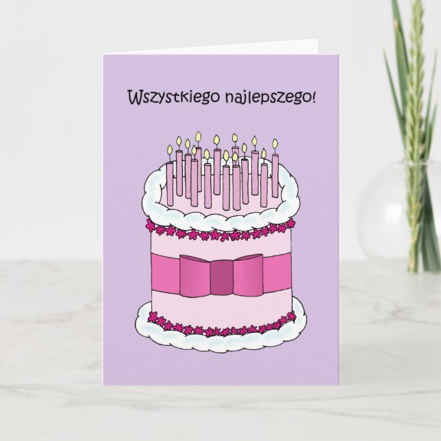 Polnisches Glück Geburtstag Wszystkiego Najlepszeg Karte (Vorderseite)