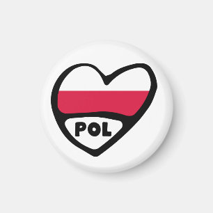 Polnisches Ländercode Flaggenherz, POL Magnet