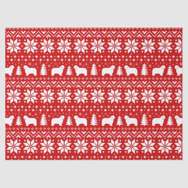 Polnisches Lowland Sheepdogs Christmas Pattern Red Seidenpapier (Vorderseite)