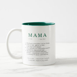 Polnisches Mum-Geschenk - MAMA Definition grün Zweifarbige Tasse