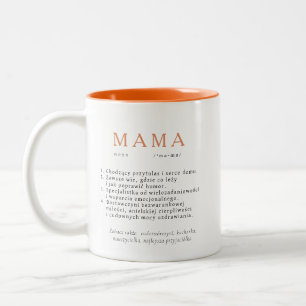 Polnisches Mum-Geschenk - MAMA Definition Orange Zweifarbige Tasse