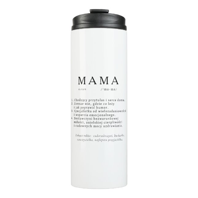 Polnisches Mum-Geschenk - MAMA Definition Thermosbecher (Vorderseite)