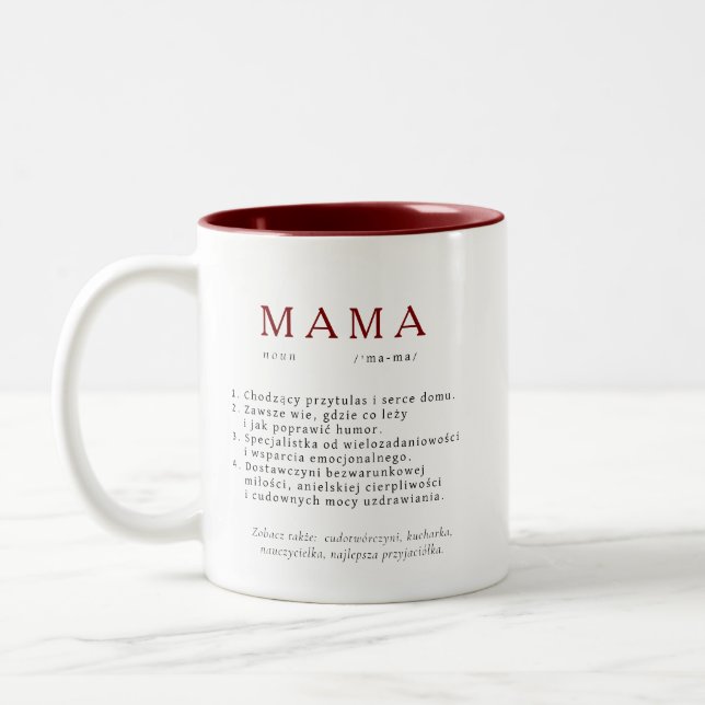 Polnisches Mummgeschenk - MAMA Definition braun Zweifarbige Tasse (Links)