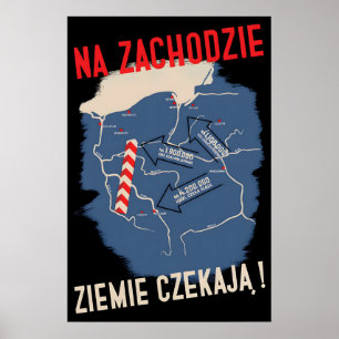 Polnisches Propagandaposter Zu den wartenden Lände Poster