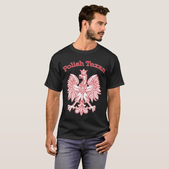 Polnisches Texan-Weiß Eagle T-Shirt (Vorne ganz)