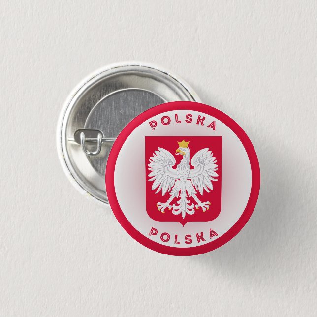 Polnisches Wappen Kreisform  Button (Vorne & Hinten)