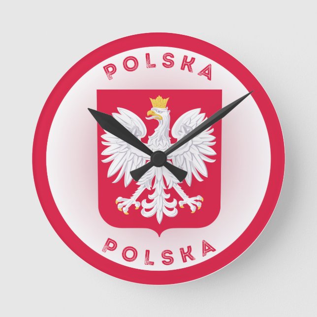 Polnisches Wappen Kreisform  Runde Wanduhr (Vorderseite)