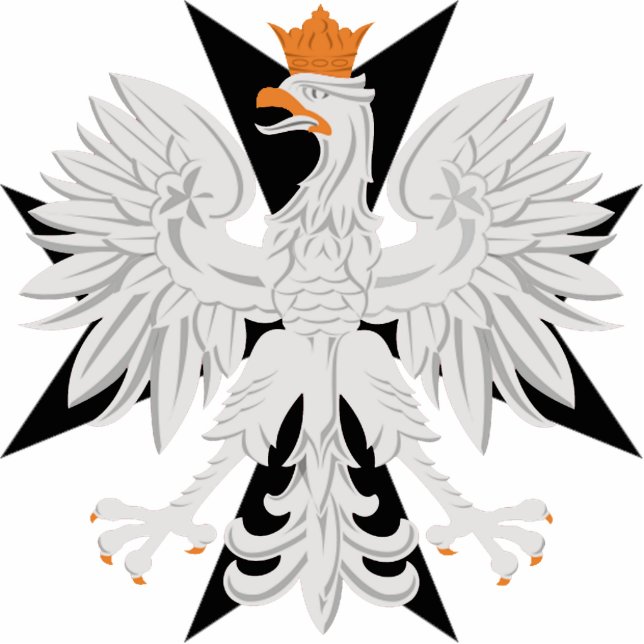 Polnisches weißes schwarzes Malteserkreuz Eagles Freistehende Fotoskulptur (Vorne)